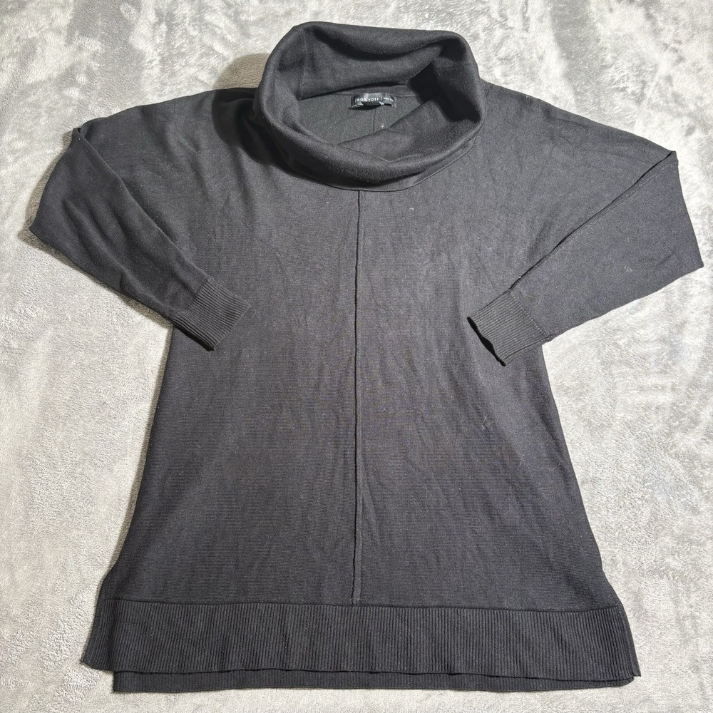 Joan Vass Black Turtleneck Dolman Sleeve Woman Sweater Size Small